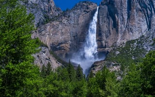 Картинка Йосемити, калифорнии, Парки, америка, скалы, Утес, штаты, Калифорния, США, парк, Водопады, Природа, скале, Скала