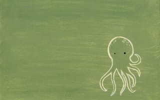 Картинка зеленый, рисунок, осьминог