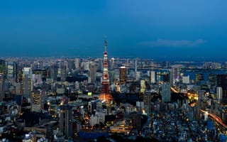 Картинка Вид на ночной Токио, Япония