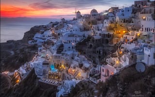 Картинка Ия на закате, Санторини, Греция
