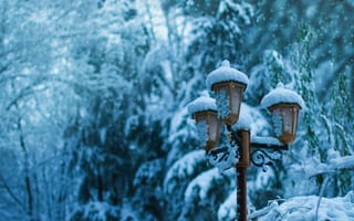 Картинка Снег, Зима, Фонарь, Разное, Столб