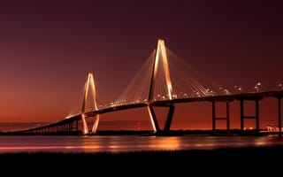 Картинка bridge, река, огни, мост