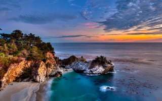 Картинка california, pacific ocean, mcway falls, big sur, julia pfeiffer burns state park