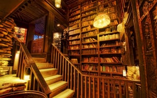 Картинка light, shelving, library, stairs, books