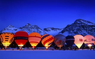 Картинка небо, горы, фестиваль воздушных шаров