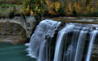 Картинка водопад, вода, камни, деревья