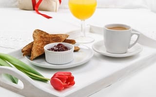 Картинка кофе, тост, джем, завтрак