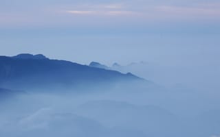 Картинка пейзаж, туман, горы, небо