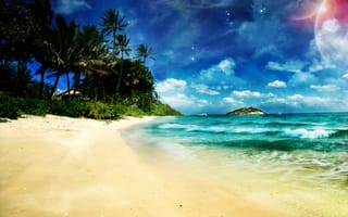 Картинка песок, берег, пляж, волны, вода, пейзаж
