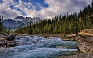 Картинка горы, лес, канада, небо, вода