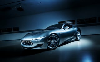 Картинка Maserati, темный фон, суперкар, мазерати