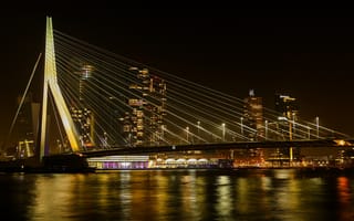Картинка город, мост, ночь, огни