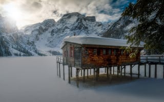 Картинка Зима, природа, горы, озеро