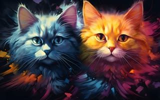 Картинка кошки, мордочки, краски, 3d