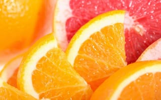 Картинка макро, цитрус, апельсин, дольки, грепфрут