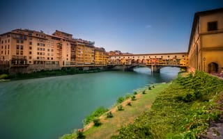 Картинка река, понте-веккьо, дома, арно, мост, италия, флоренция