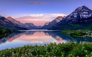 Картинка озеро, уотертон-лейкс, национальный парк, канада, горы