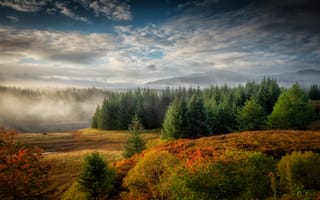 Картинка река, туман, шотландия, осень
