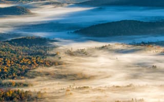Картинка холмы, туман, северная каролина, осень, сша