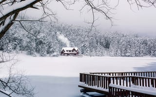 Картинка снег, лес, зима, турция, дом