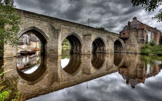 Картинка река, мост, отражение