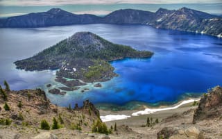 Картинка озеро, crater lake drive, орегон, горы, сша, природа, кратер, crater lake national park