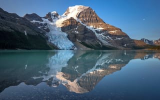 Картинка озеро, mount robson provincial park, канада, отражение, снег, скалы, berg lake, горы