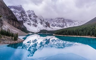 Картинка озеро, пейзаж, озеро луиза, горы, канада, природа, банф альберта национальный парк, лес