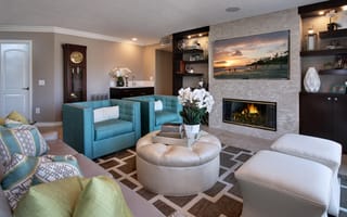 Картинка интерьер, диван, interior, камин, sofa, fireplace