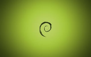 Картинка Черный символ Debian на зеленом фоне