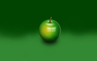 Картинка Зеленое яблоко на зеленом фоне 3D графика