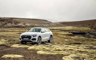 Картинка Белый внедорожник Audi Q8 на бездорожье