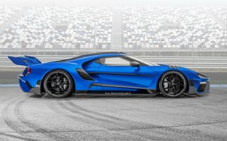 Картинка Синий спортивный автомобиль Mansory La MANSORY 2020 года на стадионе