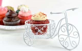 Картинка кекс, капкейк, выпечка, сладость, сладости, сладкий, десерт, еда, велосипед