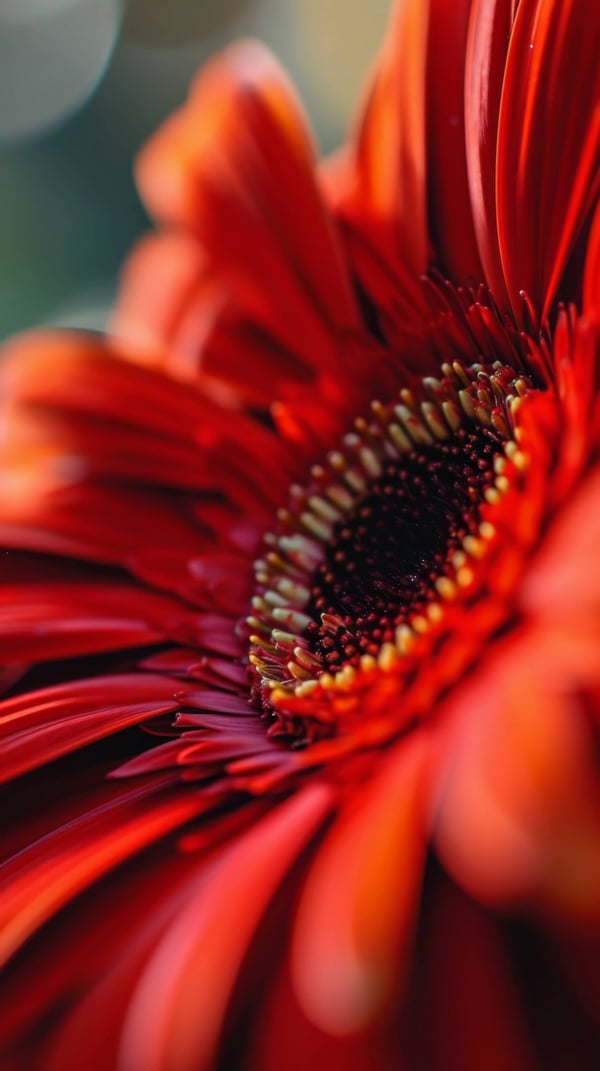 Обои для рабочего стола: цветок, красный, гербера ромашка, крупный план ...