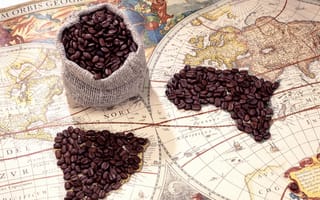 Обои Кофе на карте мира
