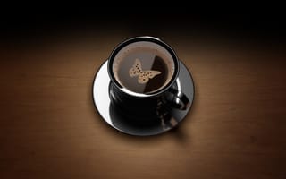 Картинка Бабочка в кофе