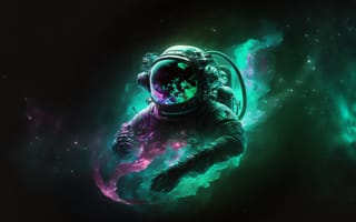 Картинка космонавт, астронавт, космос, арт, туманность
