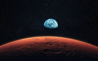 Картинка Марс, Земля, космос, планеты, галактика, астрономия, вселенная, небо, космический, пейзаж