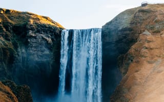 Картинка водопад, природа, пейзаж, Исландия, горы, вода, небо
