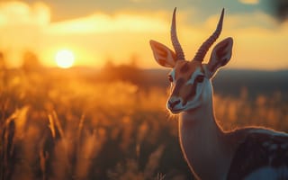 Картинка антилопа, животные, животное, природа, вечер, закат, заход, солнце