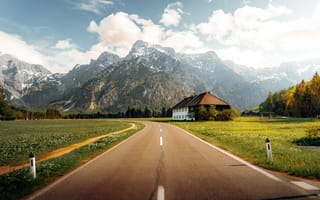 Картинка горы, гора, природа, Австрия, пейзаж, дорога
