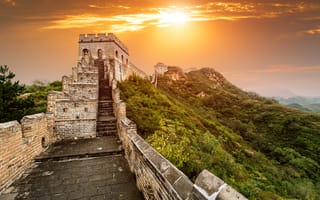 Картинка Великая китайская стена,  Закат,  Рассвет,  Горы,  Пекин,  Китай