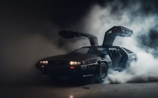 Картинка DeLorean, Назад в будущее, машины, машина, тачки, авто, автомобиль, транспорт, дым