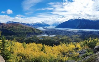 Картинка Матануска, Аляска, природа, пейзаж, гора, лес, деревья, дерево, осень