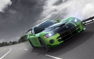 Картинка Додж Вайпер ГТС-Р,  скорость,  зеленый