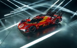 Картинка спорткар, Феррари, автомобиль, гонки, технология, дизайн, освещение