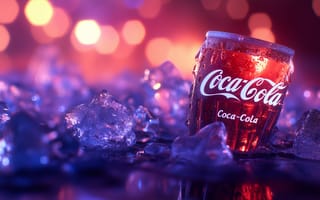 Картинка кока-кола, Coca Cola, Coca-Cola, банка, лед, напитки, напиток, AI Art, ИИ арт, цифровое, арт, сгенерированный, AI, ИИ