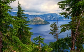 Картинка природа, озеро, горы, лес, пейзаж, небо, отдых