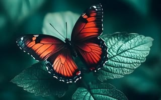 Картинка бабочка, насекомое, насекомые, природа, лист, растение, AI Art, ИИ арт, цифровое, арт, сгенерированный, AI, ИИ